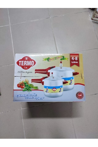 Termo Alüminyum Düdüklü Tencere 8lt Ve 4lt Tek Kapak İki Tencre Gümüş