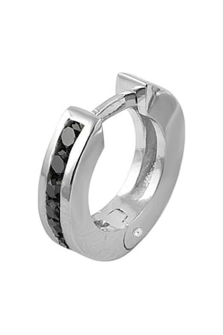 Sirius Siyah Pırlanta Modern Halka Erkek Küpesi  0802E0001