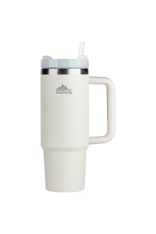 Kulplu Pipetli Termos - 900 Ml Beyaz