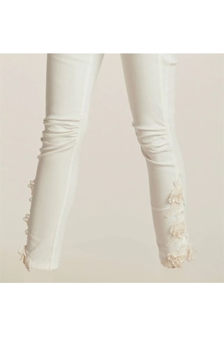 BULALGİY Kadın Kırık Beyaz Skinny Dantel Pantolon - BGA653058