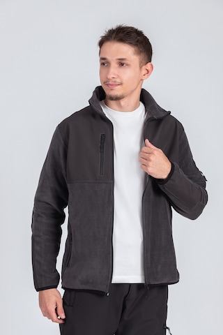 Vatan Tekstil Slim Fit Erkek Tam Fermuarlı Dik Yaka 4 Cepli Polar Softshell Garnili Gri