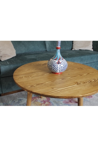 Ahşap Yuvarlak Ort Sehpa- 75 Cm Çap