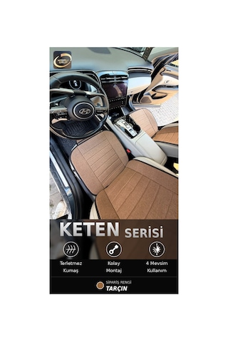 Peugeot 3008 2023-2026 Ön Ve Arka Koltuk Terletmez Dolgulu Keten Koltuk Minder / Kılıf Set Kahverengi