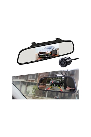 Rh-503 5.0 İnç Ayna Araç Kamerası Yuvarlak Kamera / Video Kablosu Araba İçin Su Geçirmez Dikiz Aynası Kamera