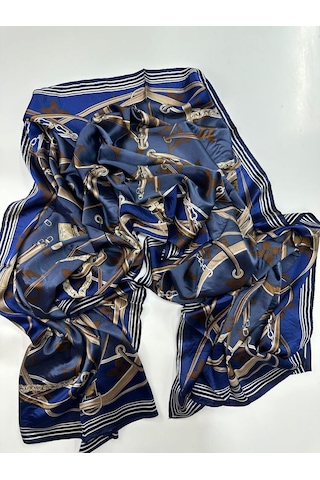 Miorel Scarfs Yeni Sezon Lv Kemer Desen Vual İpek Şal Yeni Sezon Silk Scarfs Shawl Hijab Fular Lacivert