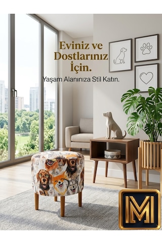 Diday Köpek Puf F Trend Puf Koltuk Puff Bench Dekoratif Bohem Doğal Gürgen Ayak Amaçlı Bahçe Balkon Çok Renkli