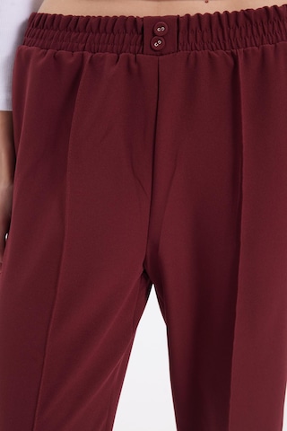 Tudors Kadın Relax Fit Rahat Kesim Yüksel Bel Düz Paça Beli Lastikli Bordo Pantolon-41935 Bordo