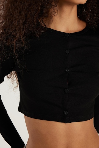 Tudors Kadın Slim Fit Dar Kesim Uzun Kollu Bisiklet Yaka Siyah Hırka-34091 Siyah