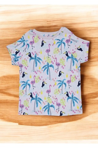 Flamingo Desenli Kısa Kol Kız Çocuk Pijama Takım Pembe