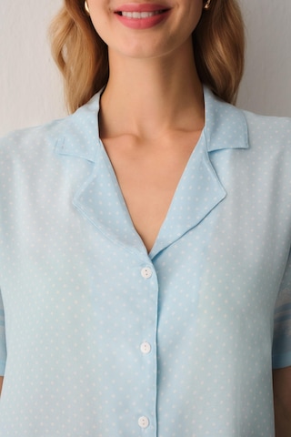 Suwen Cute Gömlek Yaka Pijama Takımı Sh26501660b956 Mavi