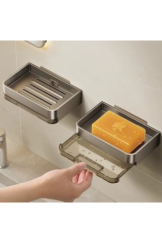 Yunboo Banyo Duvar Tipi Sabun Konteyneri, Delme Yok Kurulum, İki Katlı Sulama Özelliği, Ev Kullanıma Uygun, Detachable Temizlenebilir,伯爵 Siyah 1 Adet Diğer