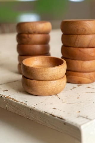 Atbyhome 12 Parça Doğal Kayın Ağacı Ahşap Çerezlik Kaseler - 10 Cm Kahvaltılık Ve Mezze Sosluk Seti Bambu