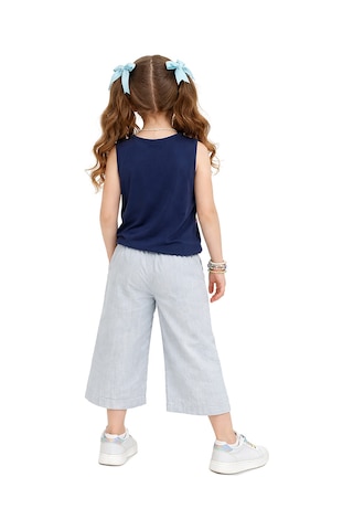 Denokids Kız Çocuk Takım İkili Unicorn Penye T-shirt Dokuma Geniş Paça Pantolon Yazlık 4-10 Yaş Çok Renkli