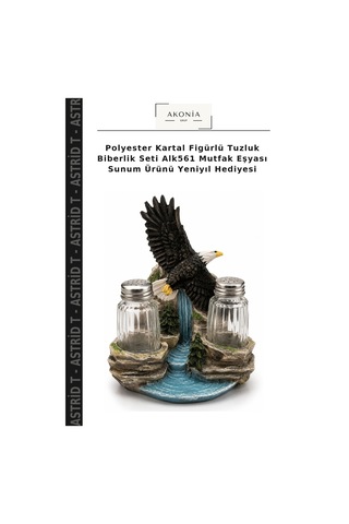 Polyester Kartal Figürlü Tuzluk Biberlik Seti Alk561 Mutfak Eşyası Sunum Ürünü Yeniyıl Hediyesi Çok Renkli