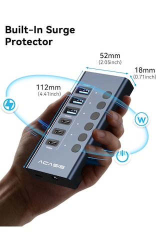 Acasis Hb06 Pro 6 Port 10gbps Usb 3.2 Hub Type-c/type-a 48w Adaptörlü Alüminyum Kasa