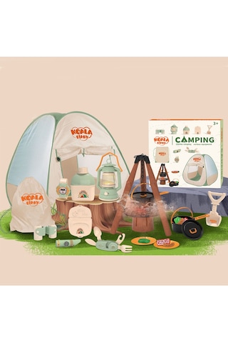 Learning Fun 17 Parça Buharlı Işıklı Çadırlı Kamp Eşyaları Seti O