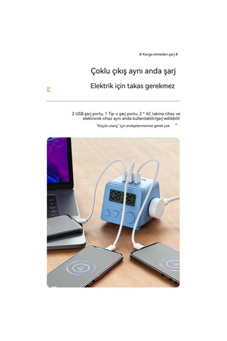 Jian Fan Zamanlamışsoktok Fonksiyonlu Uzatma Usb Masaüstüeklenti Dikey Başucuçalar Saat