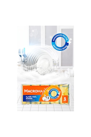 Klasik Yeşil Oluklu Sünger 5'li