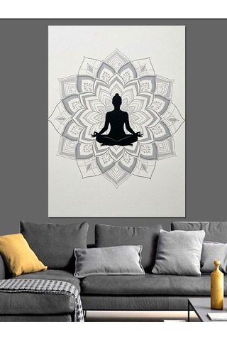 Yoga Yapan Kadın Mandala Dekoratif Kanvas - Mdf Ahşap Tablo