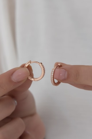 Nereze 925 Ayar Rose Tamtur Küpe Kadın Gümüş Küpe