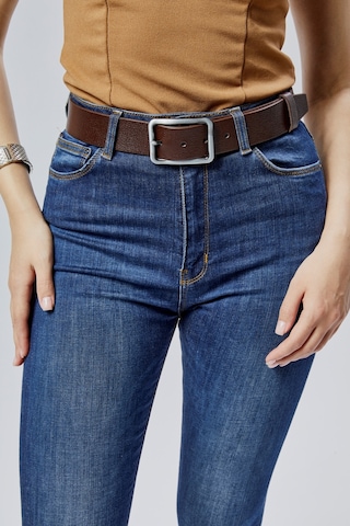 %100 Hakiki Deri Şık Kadın Kemeri 4 Cm Kahverengi