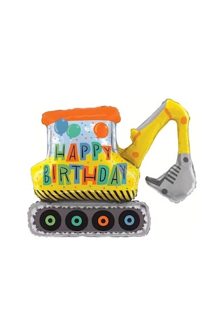 Willowhaven 1 Adet 39 İnç Yeni İnşaat Ekskavatörlü Mutlu Yıllar Folyon Balon Parti Dekorasyonu Multicolor Çok Renkli