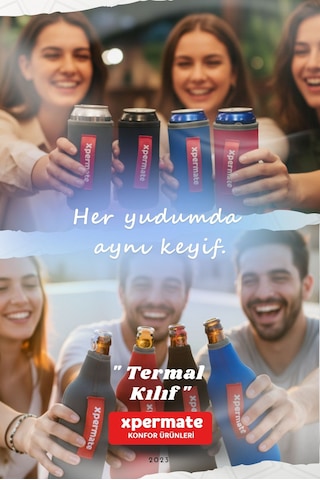 Xpermate Termal İçecek Kılıfı Sıcak & Soğuk Tutan Kutu Bira Termal Kılıf 0,5l Siyah