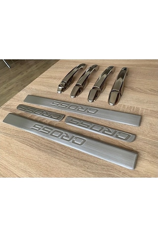 Egea Cross Uyumlu Krom Kapı Kolu Ve Kapı Eşiği Seti Paslanmaz Çel