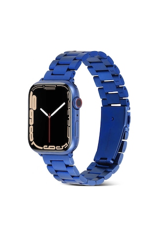 Watch Ultra 49mm Kordon Uyumlu Krd-04 Metal Strap Kayış Clo- Mavi