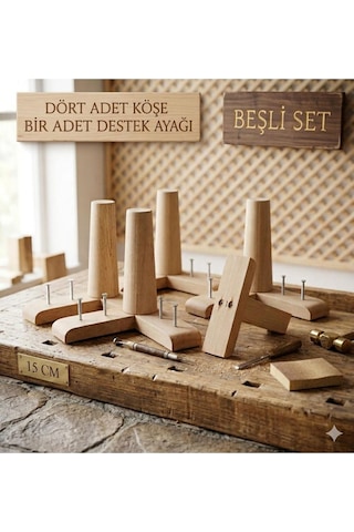 1. Sınıf Gürgen Ağacı Mobilya Kanepe Koltuk Tv Ünitesi Mobilya Ayakları 5 Li Set Köşe Ayak Ve Destek Ayağı 15 Cm Robot Süpürge Uyumlu Ahşap