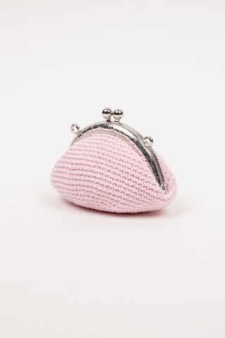 Fabric Craft Bag Bozuk Para Cüzdanı Merserize Pamuk Klipsli Örgü Pudra Pembesi