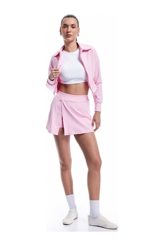 Koton Uzun Kollu Polo Yaka Fermuarlı Spor Ceket Pembe 5sak20013nk Gül