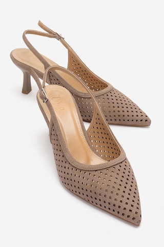 Luvishoes Uvıen Vizon Süet Kadın Topuklu Ayakkabı