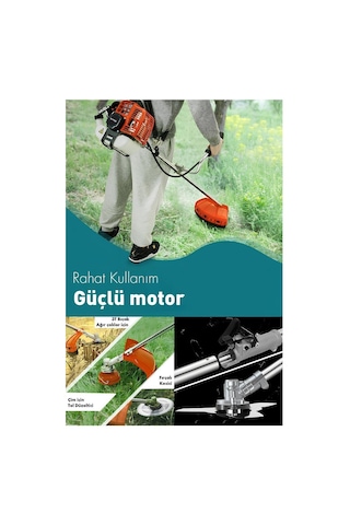 Prohummer Ph276 Yan Tipi Benzinli Ot Çalı Çim Biçme Tırpanı - 58cc 11000 Rpm Turuncu