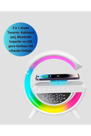 13 Renk Seçenekli Kablosuz Şarj Cihazlı Led Lamba Renkli