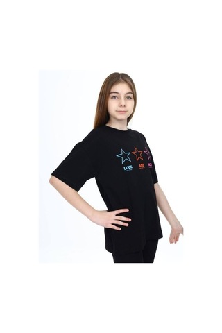 Ekkokids Kız Çocuk Yıldız Baskılı Tshirt-14047 Siyah