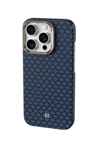 Apple Uyumlu iPhone 16 Pro Kılıf M-safe Şarj Özellikli Benks Armorair Armorgrid Serisi Kevlar Kapak Mavi Mavi