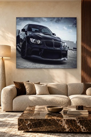 Fida Bulutlu Gökyüzü Altında Siyah Bmw M3 Canvas Tablo