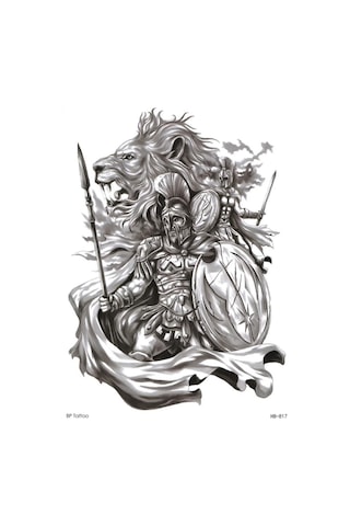 Spartalı Savaşçı Geçici Dövmesi Unisex Tattoo Çok Renkli