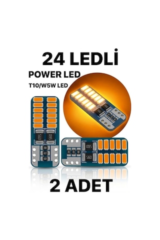T10 Park Ampulü, Turuncu, 24 Led, Ultra Parlak, Amerikan Park Görünümü, Arıza Lambası Yakmaz, 2 Adet