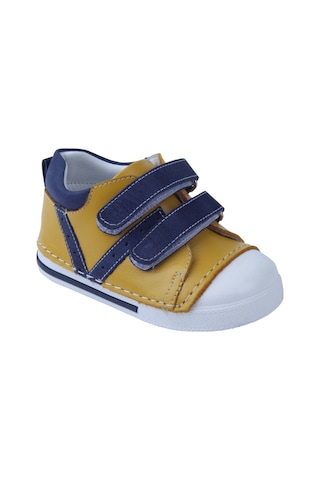 Angelokids Elma Şekeri 01100 Deri Ortopedik Ilk Adım Ayakkabı 19-21 (415273976) Lacivert - Sarı