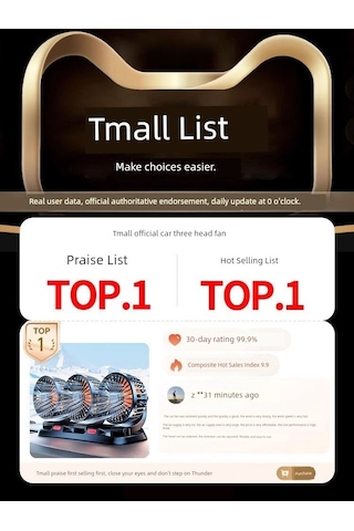 12v Çakmak Girişli Üç Fanlı Büyük Boy Araba Vantilatörü - Park Levhalı Ve Sessiz Um12240-5 Yurt Dışından