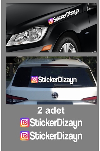 Kişiye Özel İnstagram Sticker 2 Adet - Sosyal Medya İnstagram Sticker - Araba Oto Araç Motosiklet Karavan Cam Sticker - 00926 20 Cm