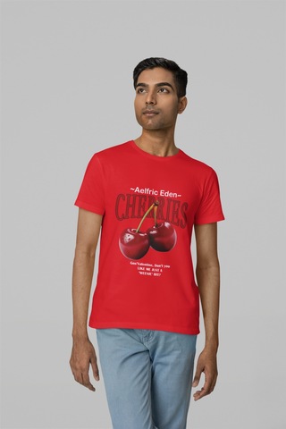 Nevermind Unisex Erkek/kadın Cherrıes Özel Baskılı Oversize Pamuklu Bisikle Kırmızı