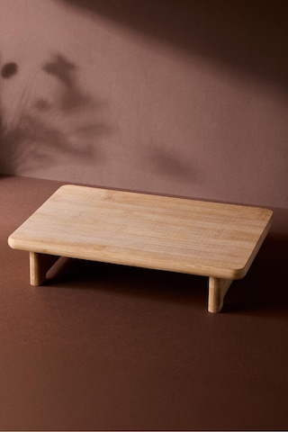 Terni Dikdörtgen Sunum Tabağı 30x20 Cm Ergonomik Çok Amaçlı Servis Standı Kahverengı Kahverengi