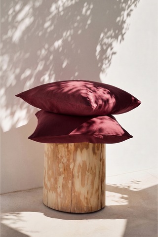 Bordo Renkli Pamuklu Ranforce Kumaş Kapaklı Yastık Kılıfı 2 Adet 50x70 Cm İndigo Mavi