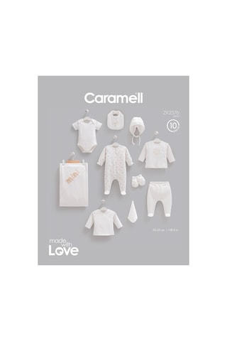 Caramell Pamuk Mini Style 10 Parça Hastane Çıkışı Zıbın Seti Ekru Crml.2576.ekr