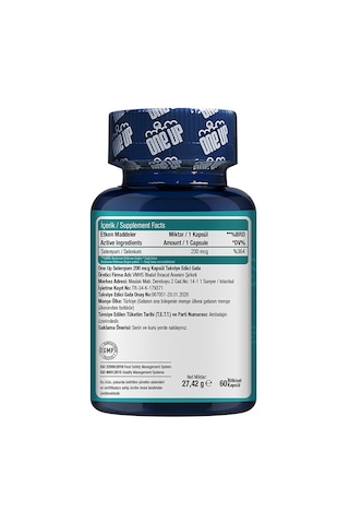 One Up Selenyum 200 Mcg 60 Kapsül Aromasiz