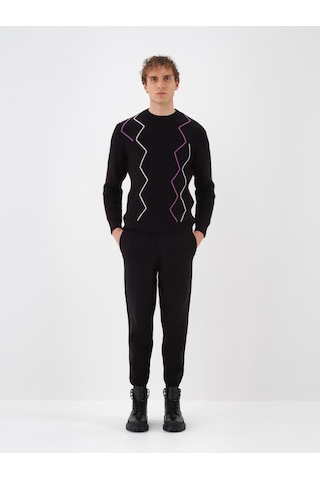 Siyah Doğal Yün Dokulu Regular Fit Pantolon 801843 Siyah