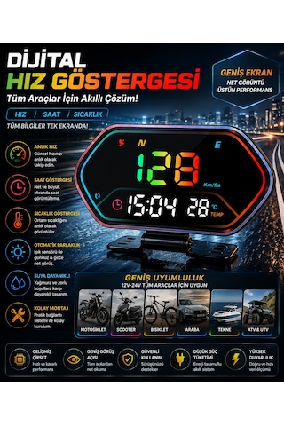 Motor Araba Tekne Bisiklet Scooter İçin Digital Hız Göstergesi Saat Göstergesi Hayalet Ekran